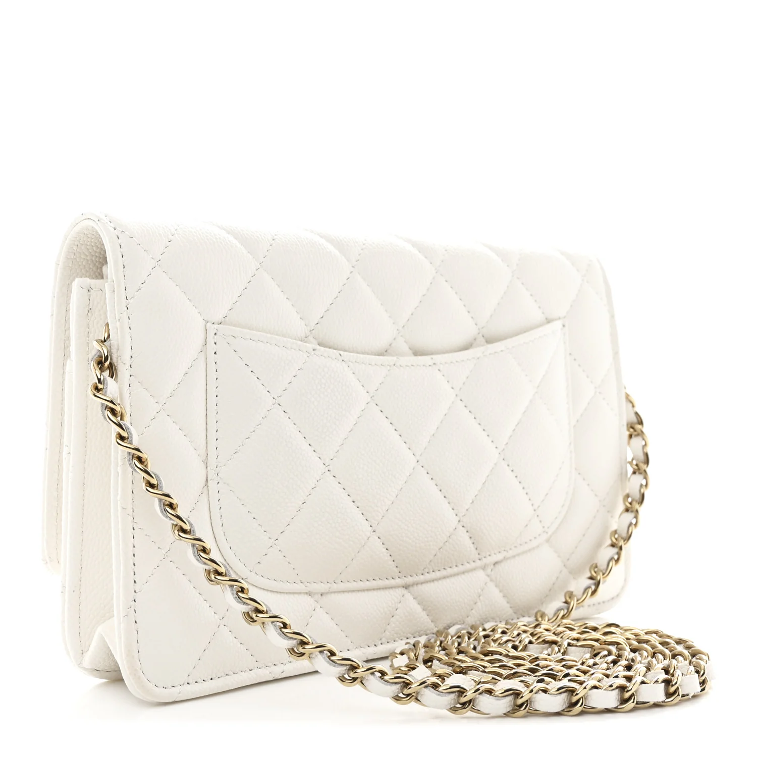 Caviar Quilted Wallet On Chain WOC White - Image 3