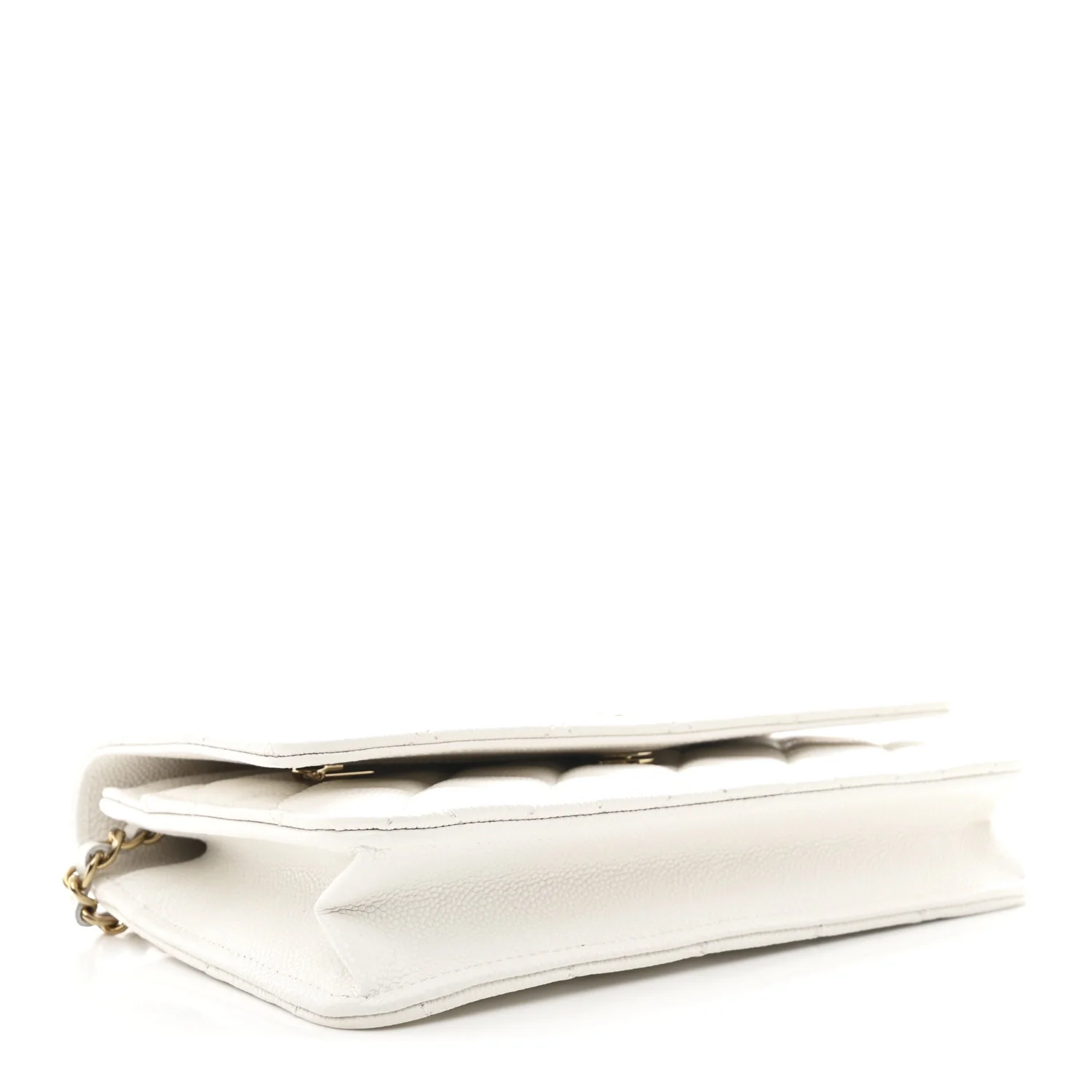 Caviar Quilted Wallet On Chain WOC White - Image 4
