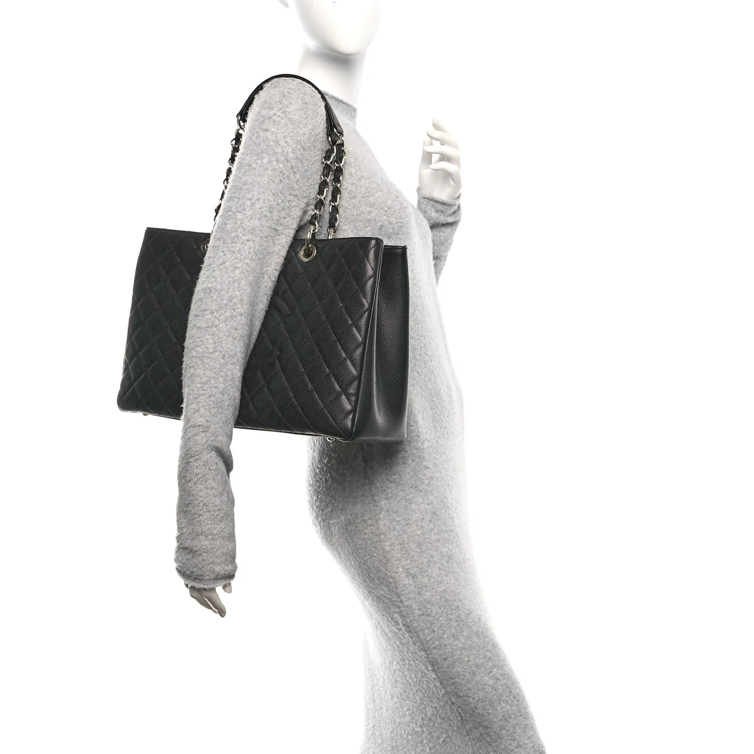 Caviar Quilted XL Grand Shopping Tote GST Black - Image 2
