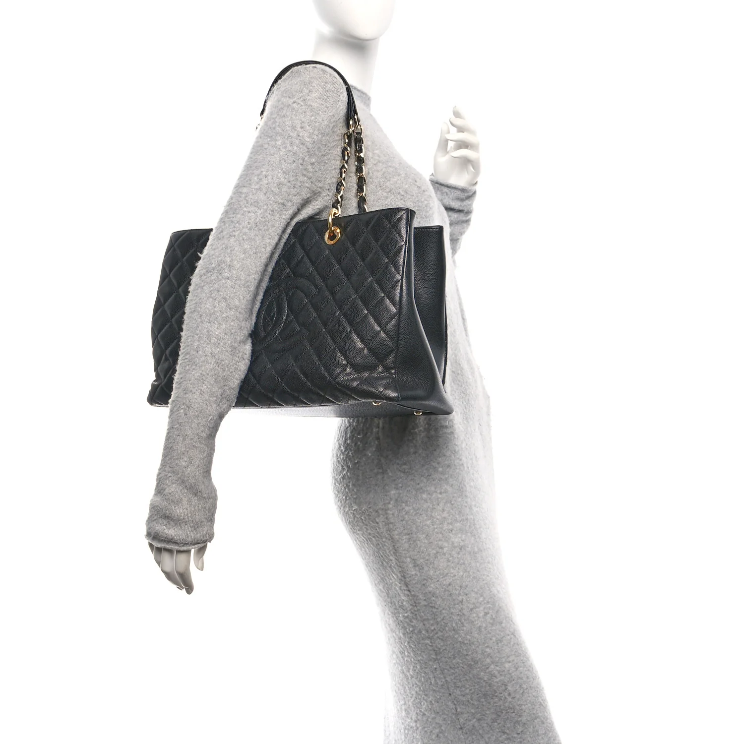 Caviar Quilted XL Grand Shopping Tote GST Black - Image 2