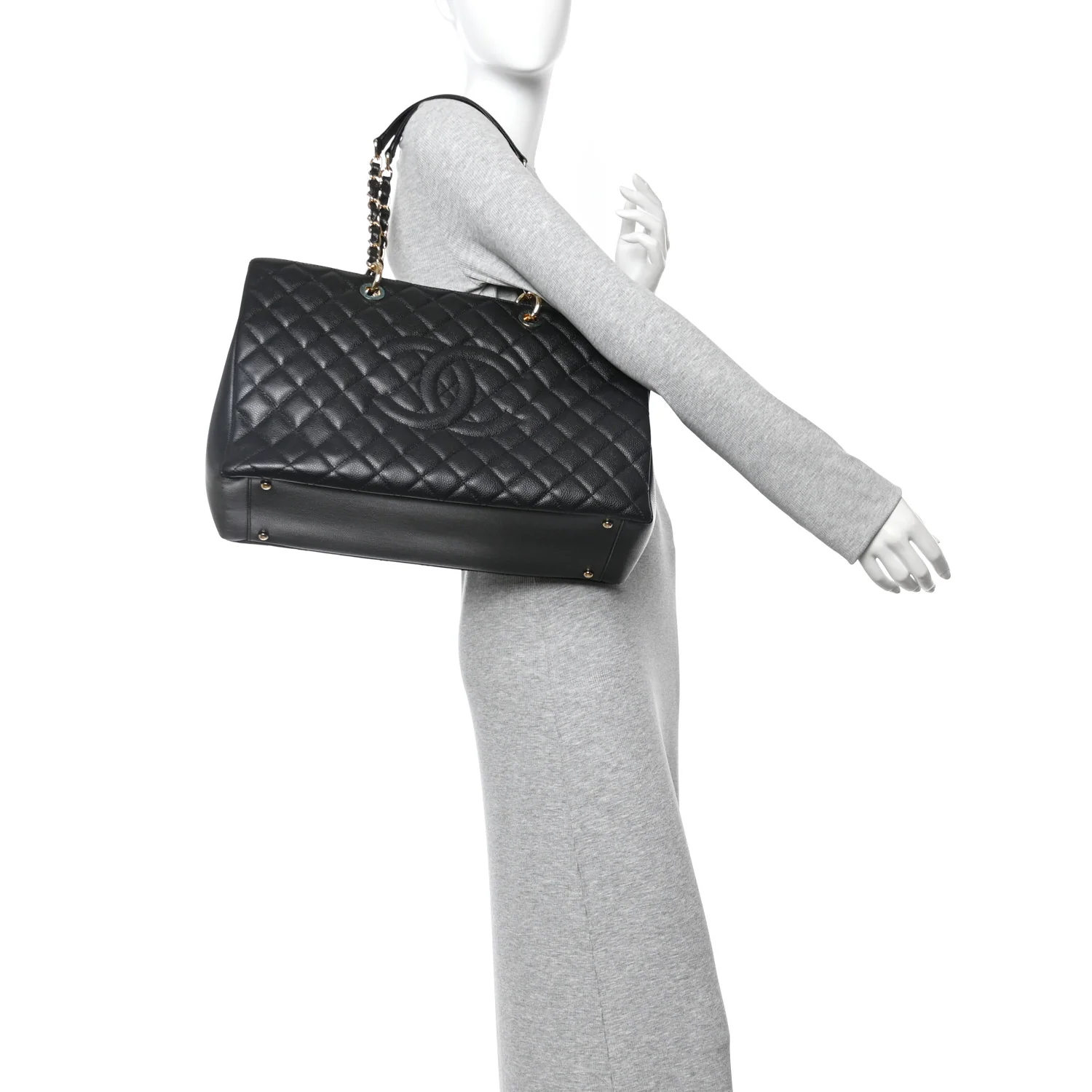 Caviar Quilted XL Grand Shopping Tote GST Black - Image 2
