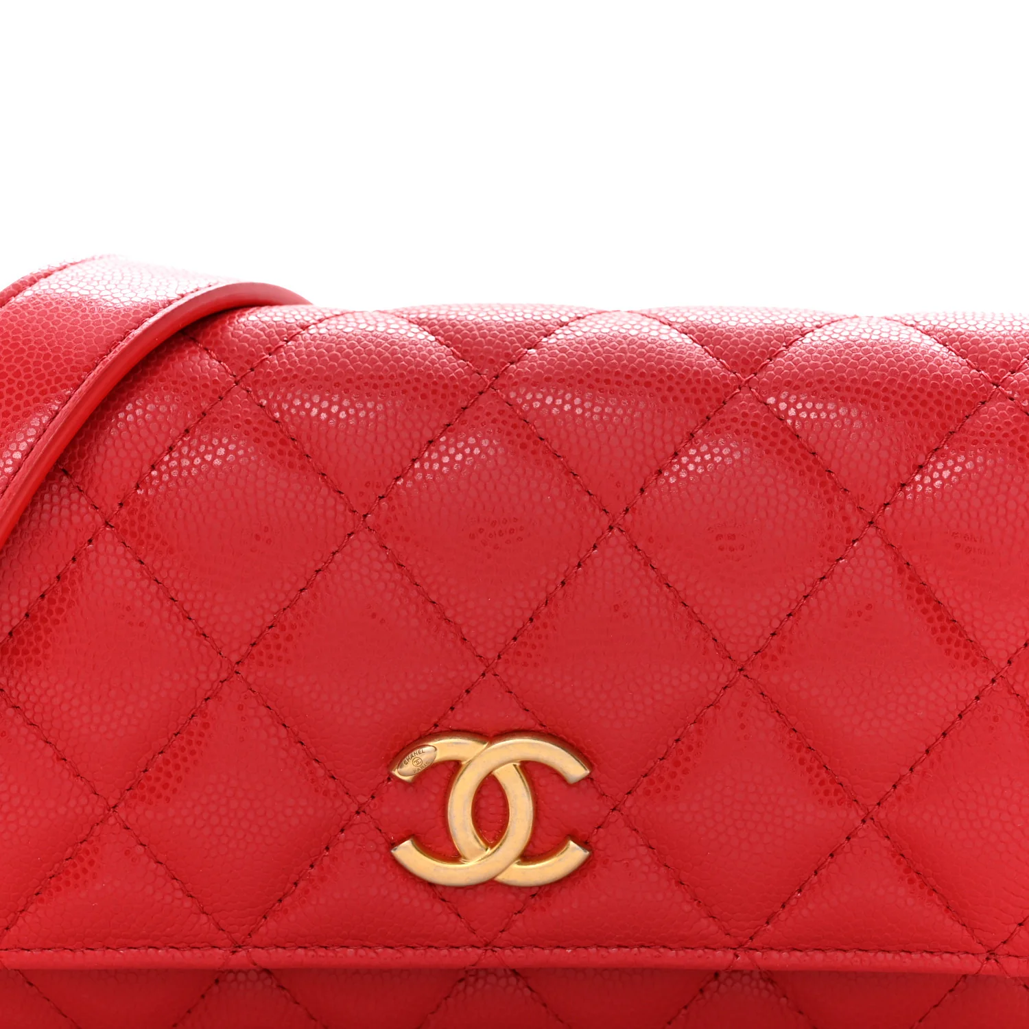 Caviar Quilted Yours Buttons Phone Holder With Chain Red - Image 8