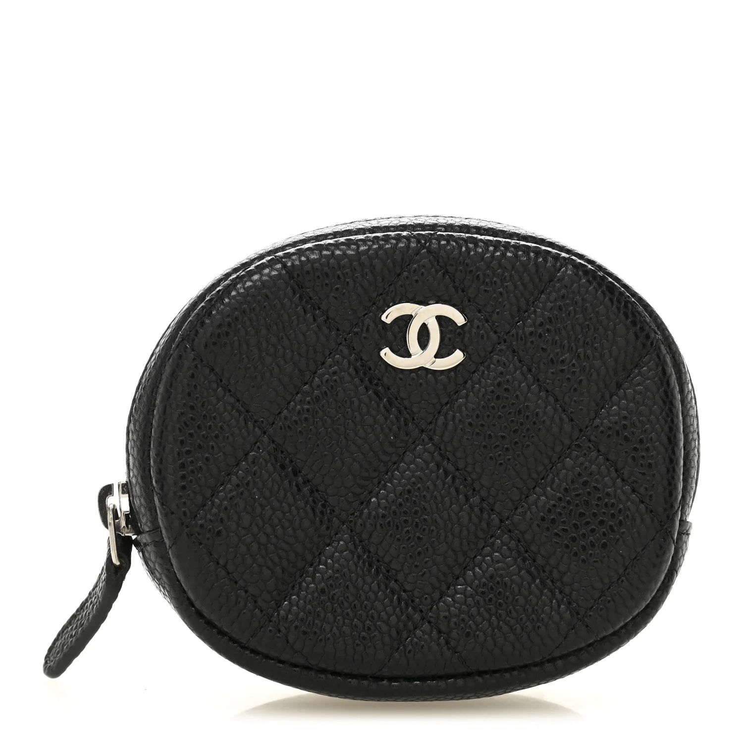 Caviar Quilted Zip Around Classic Coin Purse Black