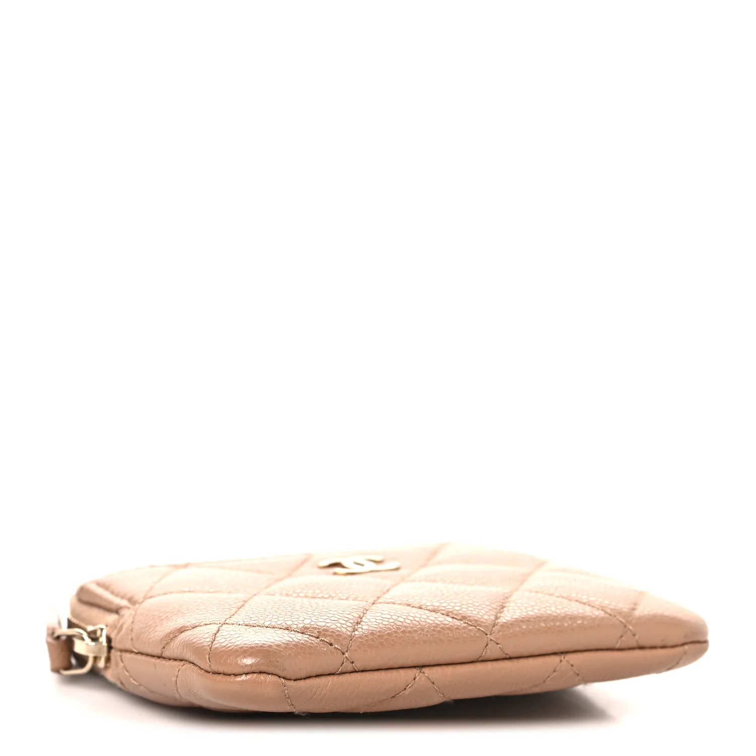 Caviar Quilted Zip Card Holder Wallet Beige - Image 4