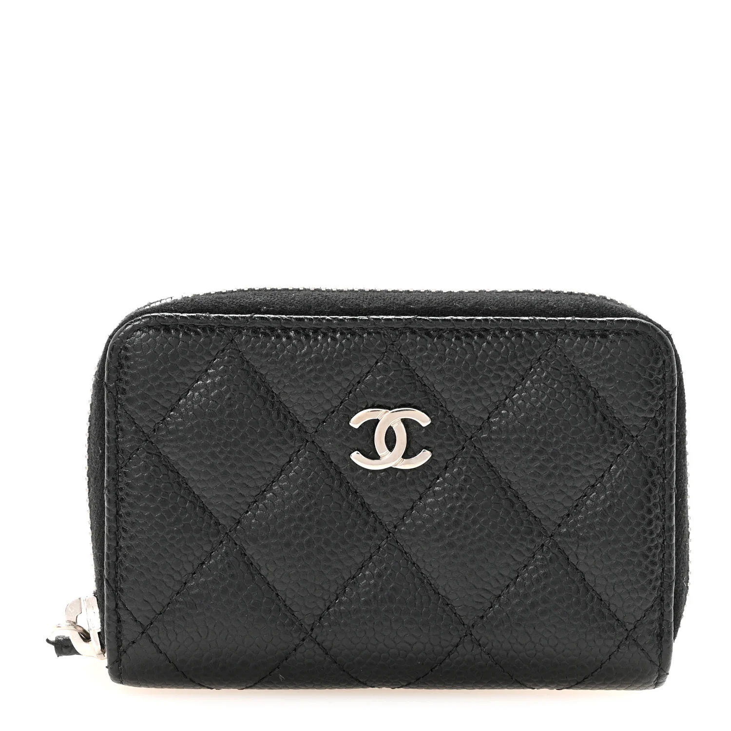 Caviar Quilted Zip Coin Purse Black
