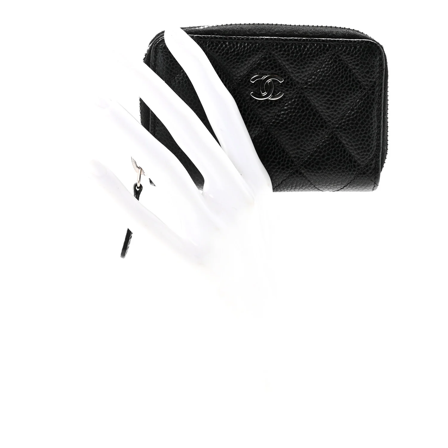 Caviar Quilted Zip Coin Purse Black - Image 2