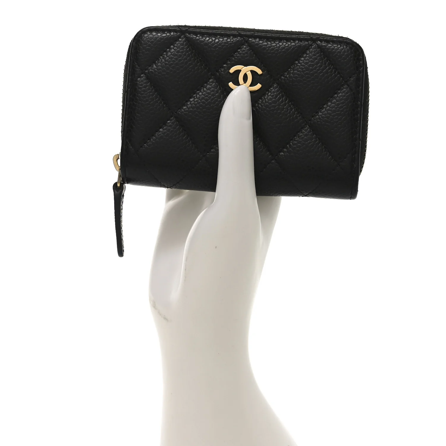 Caviar Quilted Zip Coin Purse Black - Image 2