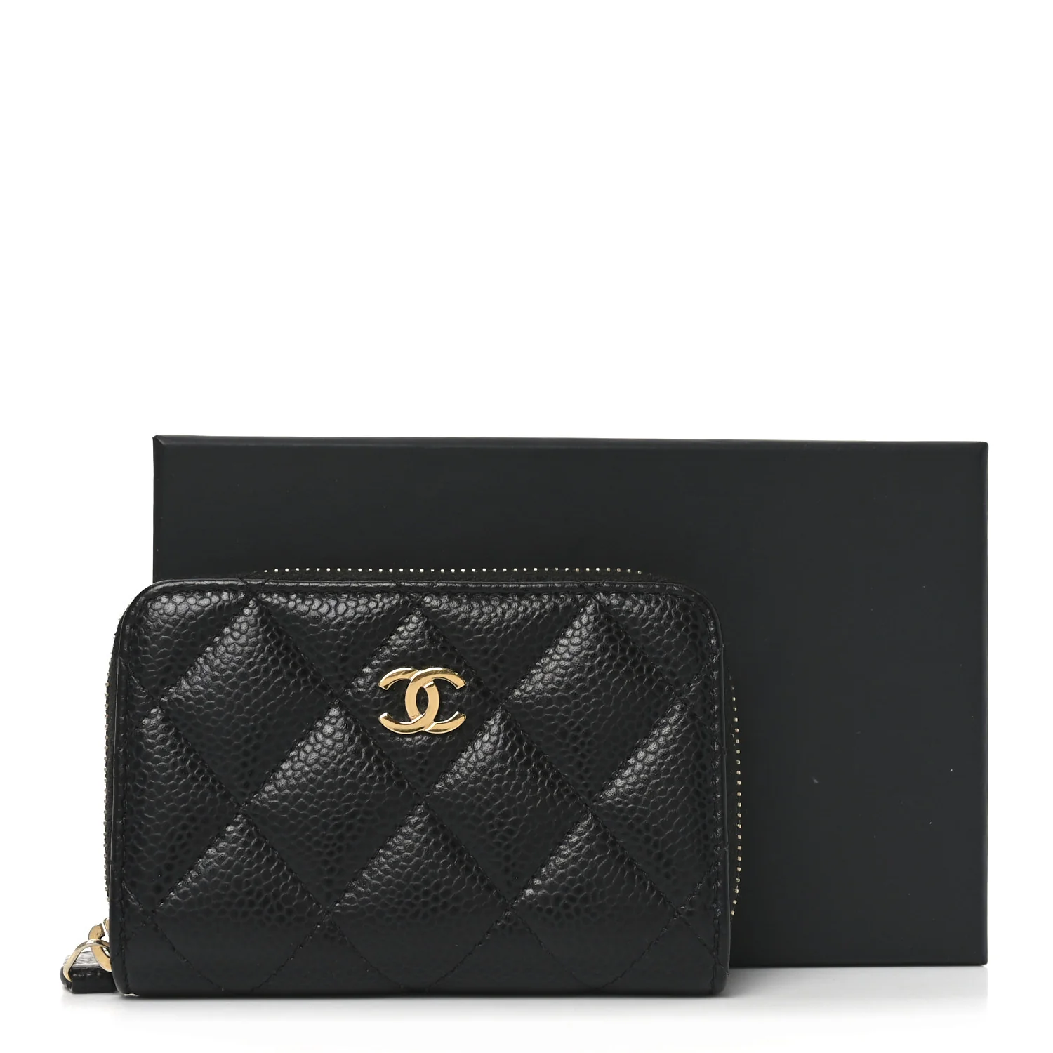 Caviar Quilted Zip Coin Purse Black - Image 8