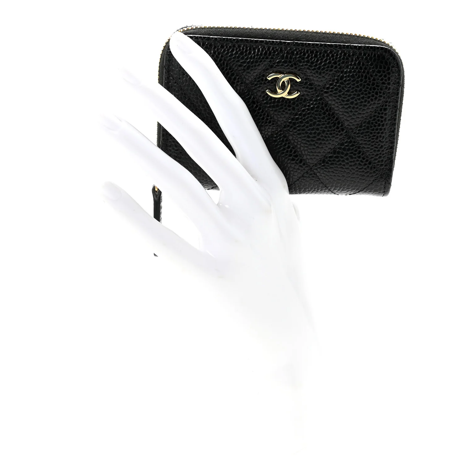 Caviar Quilted Zip Coin Purse Black - Image 2