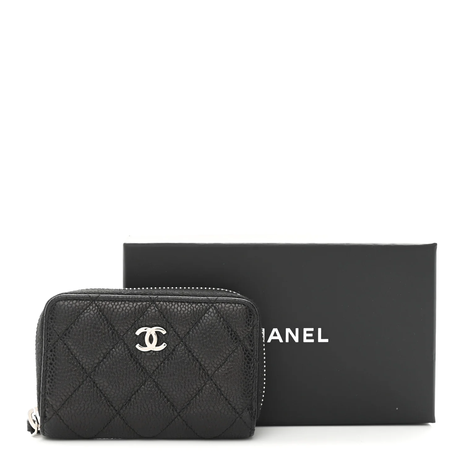 Caviar Quilted Zip Coin Purse Black - Image 8