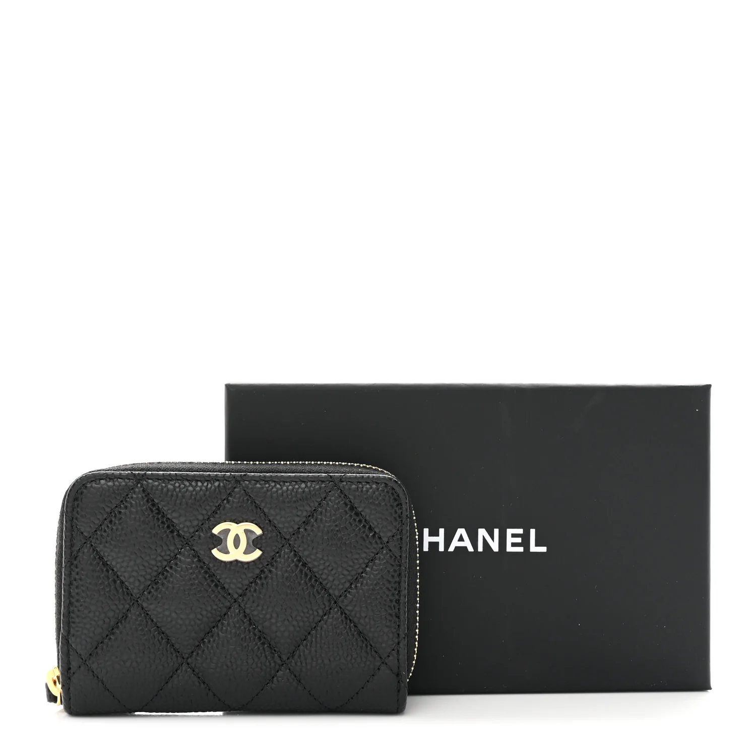 Caviar Quilted Zip Coin Purse Black - Image 8