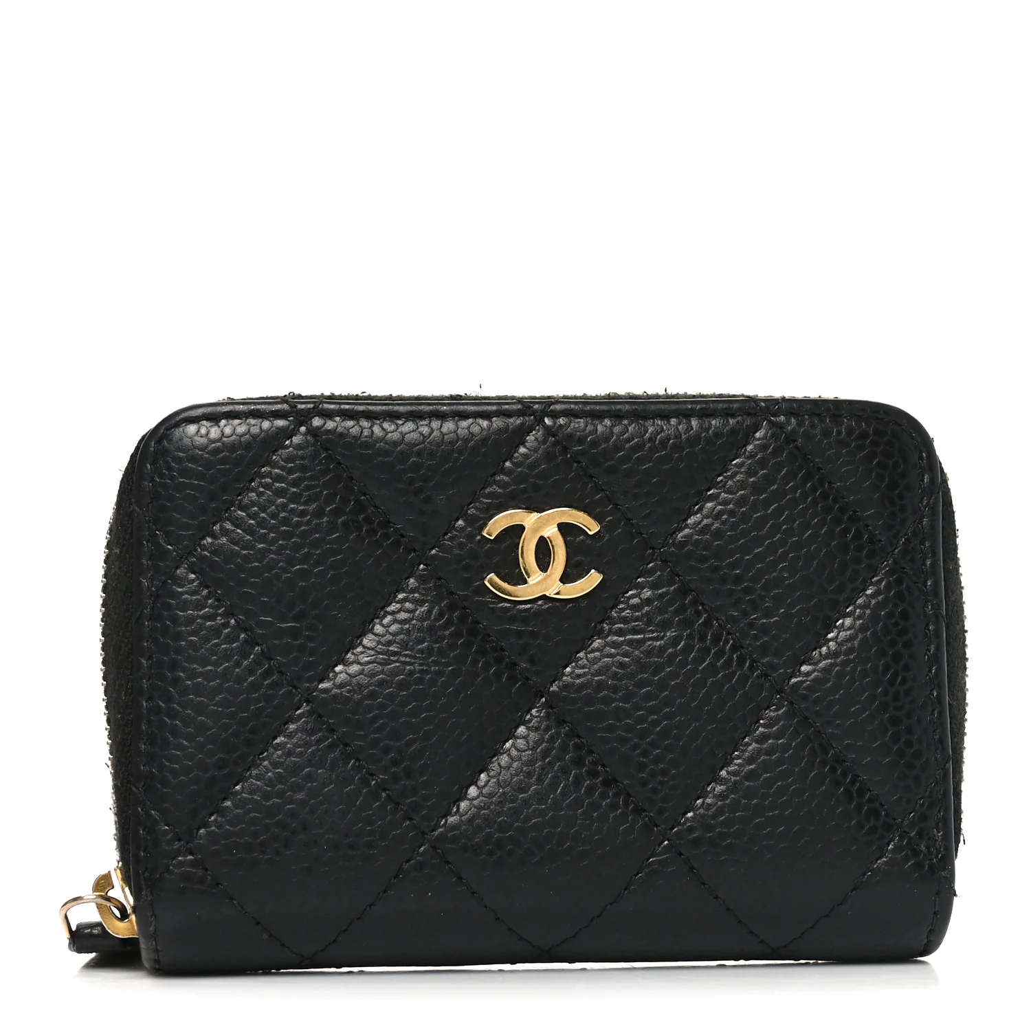 Caviar Quilted Zip Coin Purse Black