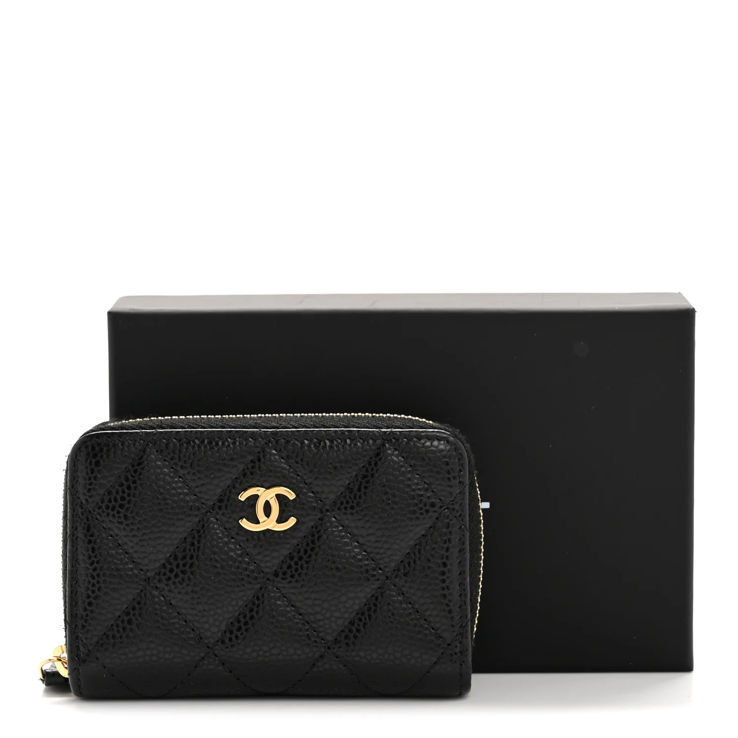 Caviar Quilted Zip Coin Purse Black - Image 9