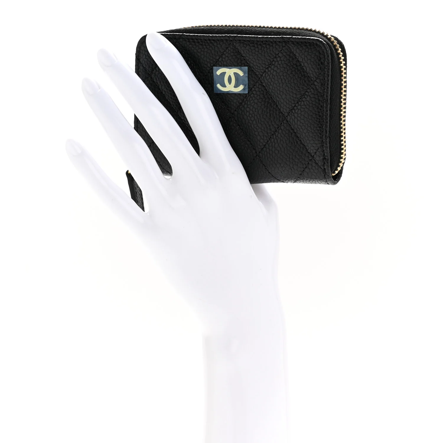 Caviar Quilted Zip Coin Purse Black - Image 4