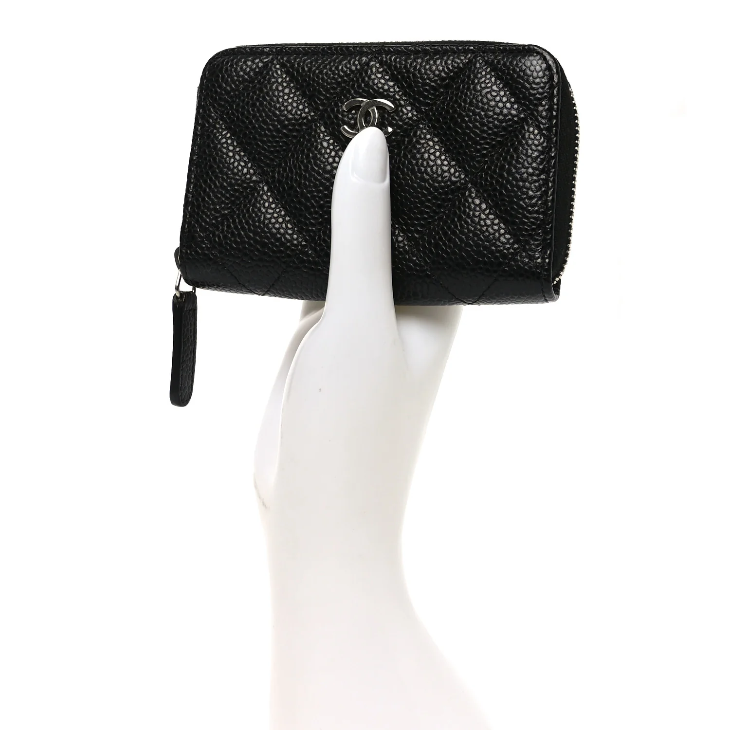 Caviar Quilted Zip Coin Purse Black - Image 2
