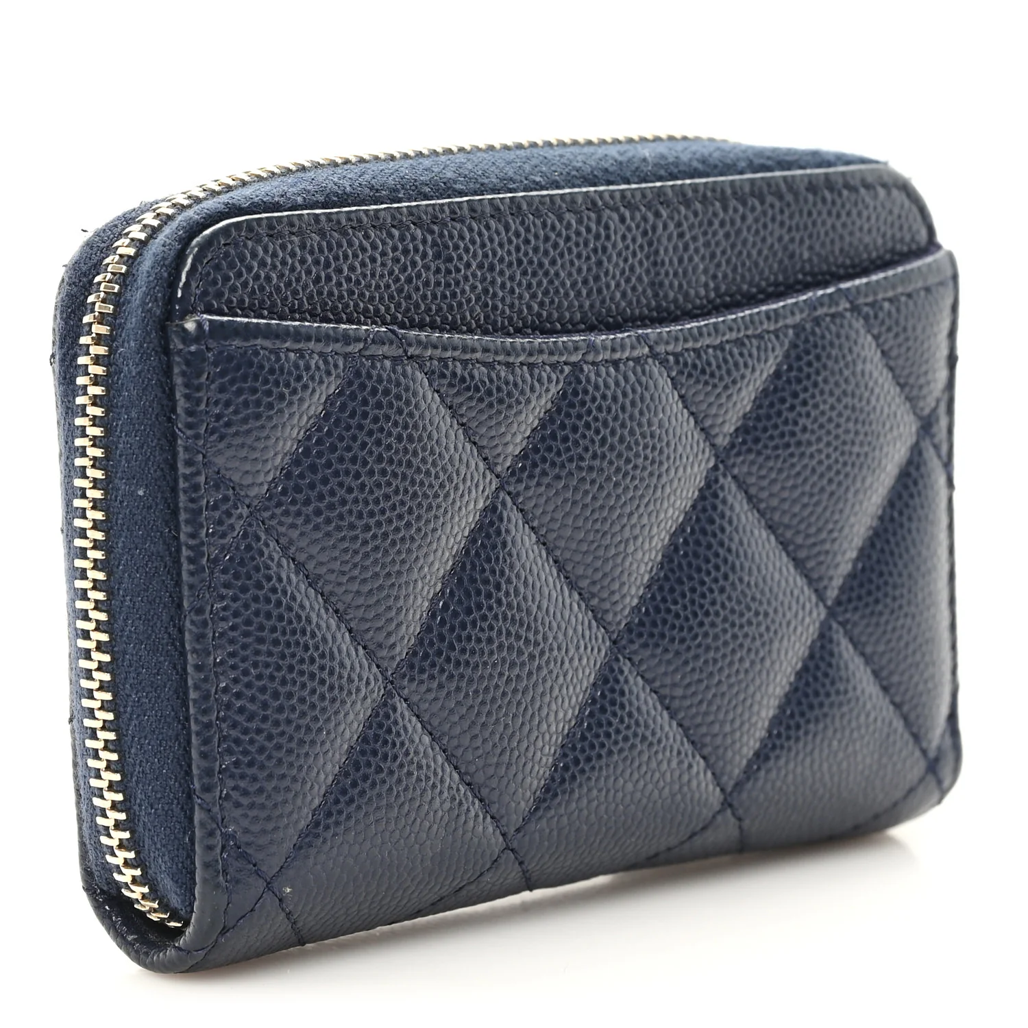 Caviar Quilted Zip Coin Purse Blue - Image 3