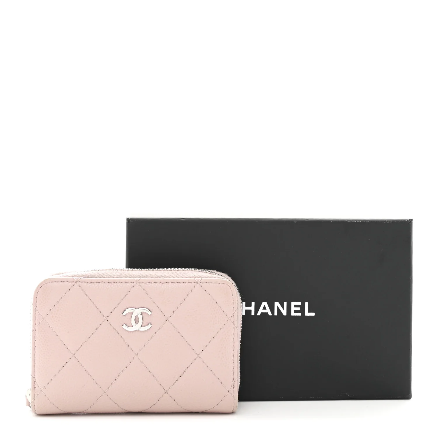 Caviar Quilted Zip Coin Purse Light Pink - Image 8