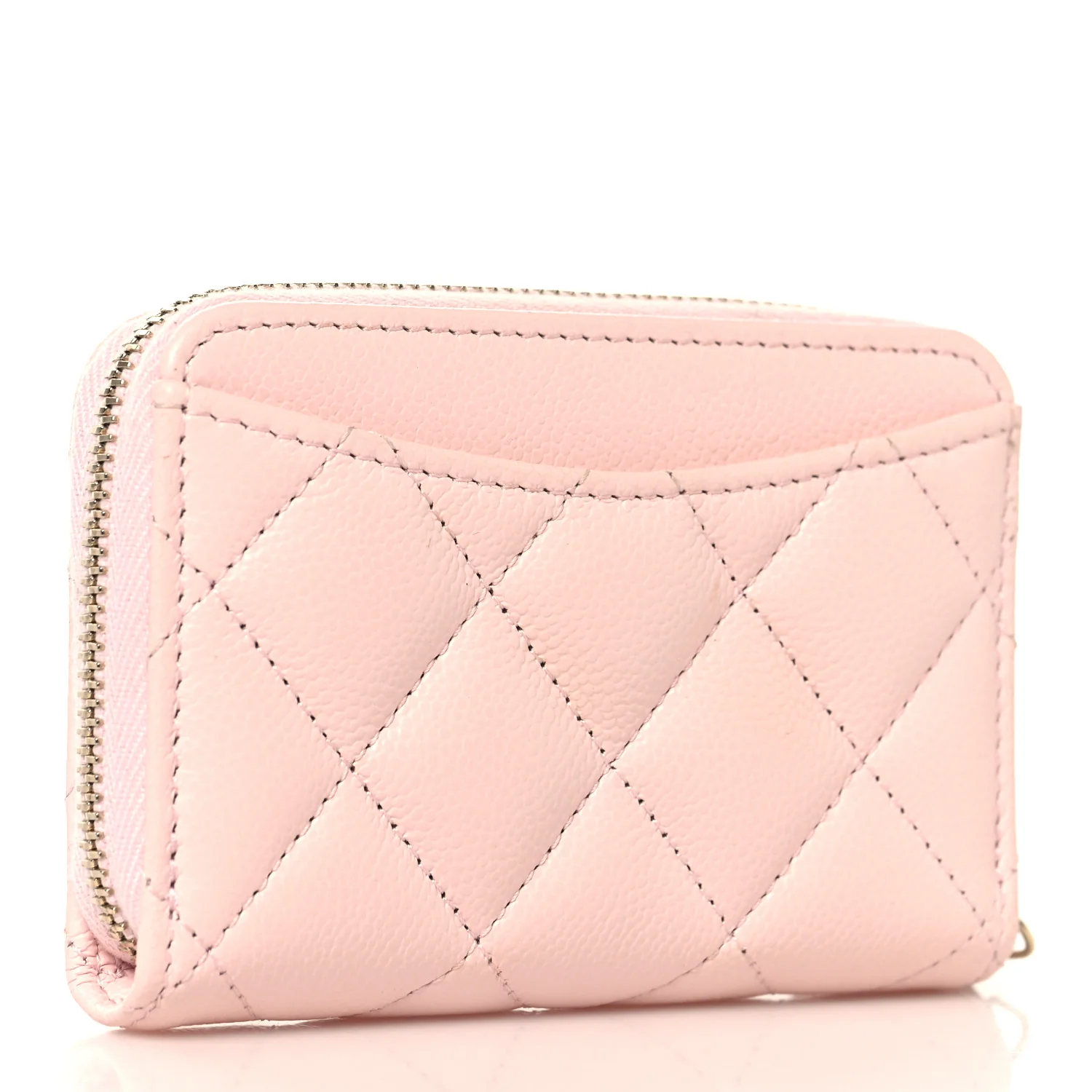 Caviar Quilted Zip Coin Purse Wallet Light Pink - Image 3