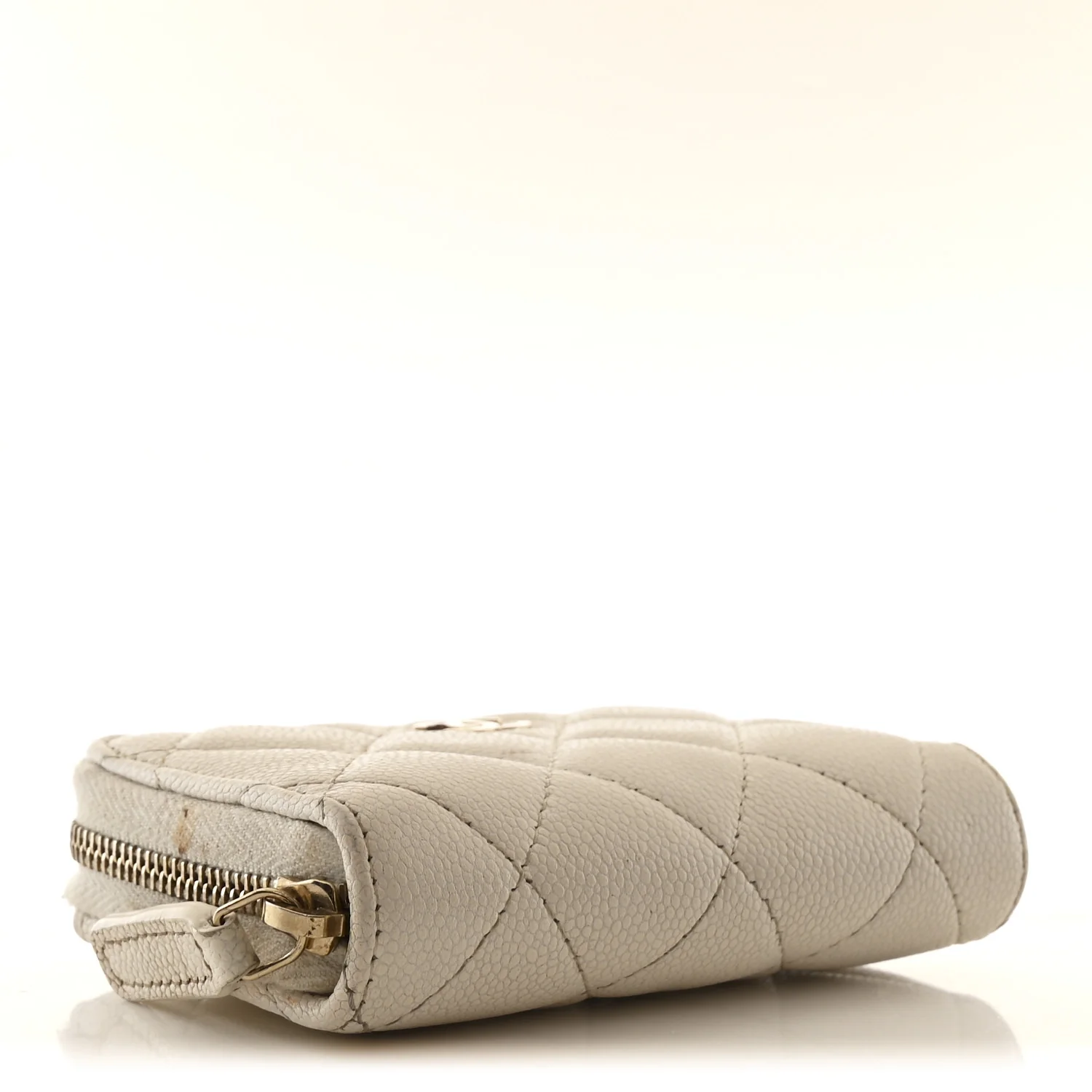 Caviar Quilted Zip Coin Purse White - Image 4