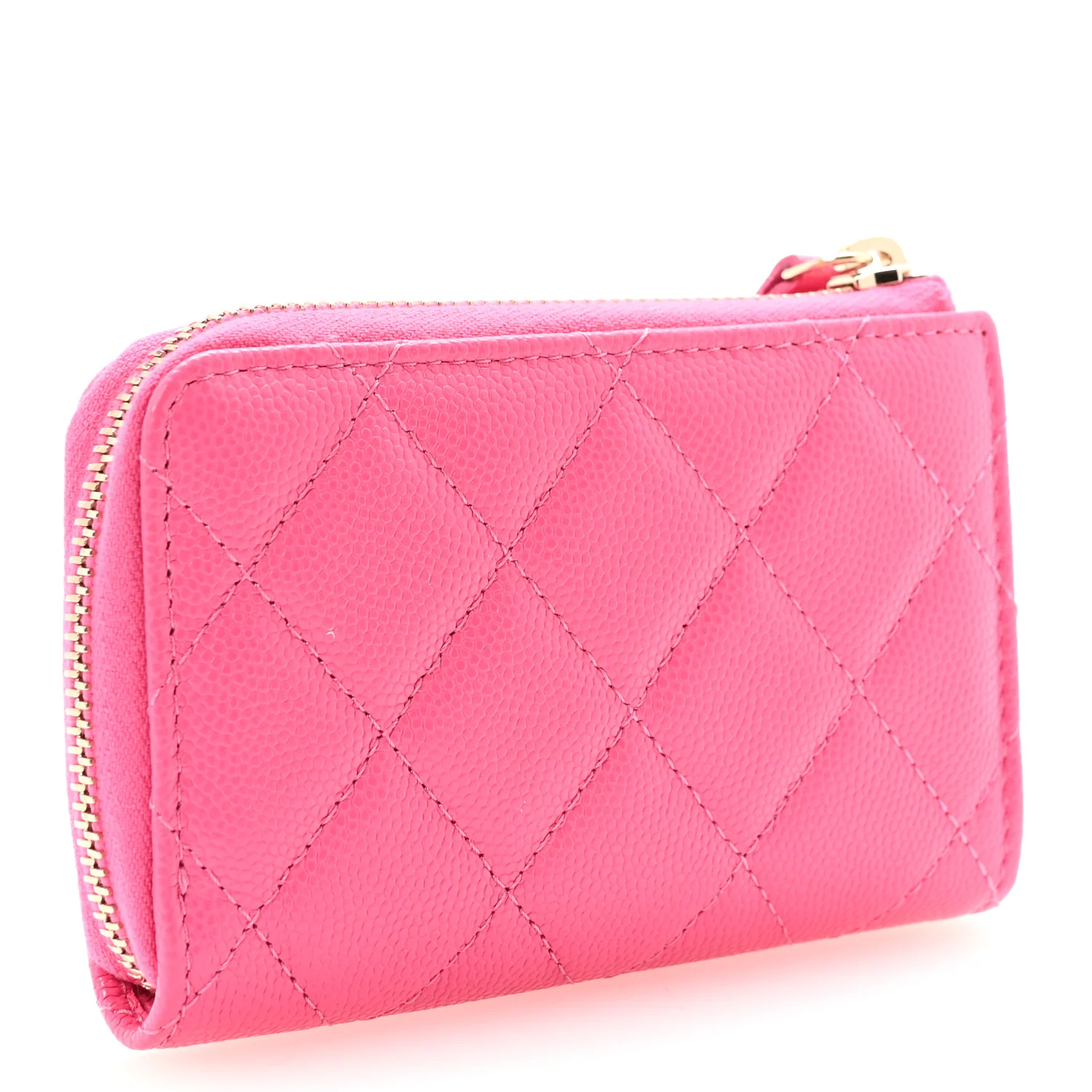 Caviar Quilted Zipped Key Holder Case Pink - Image 3