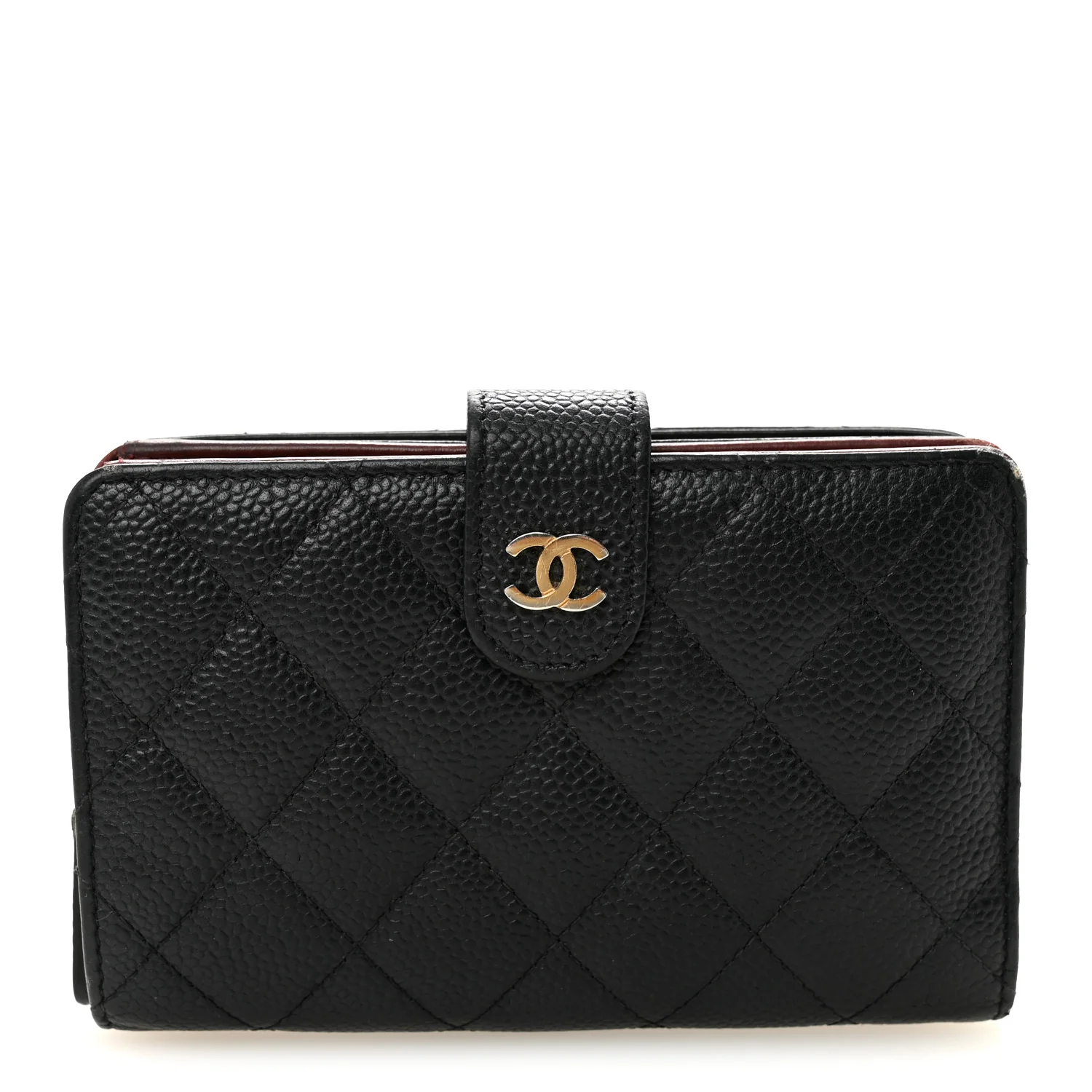 Caviar Quilted Zipped Pocket Wallet Black
