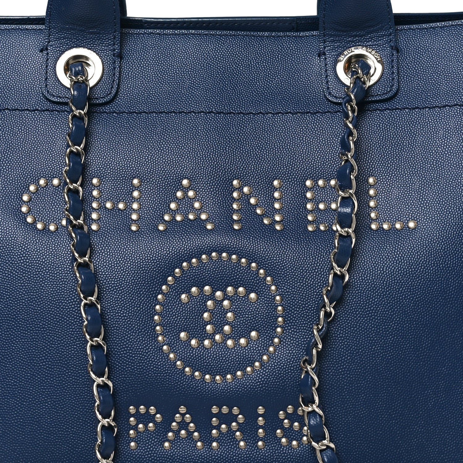 Caviar Small Studded Deauville Tote Navy - Image 8