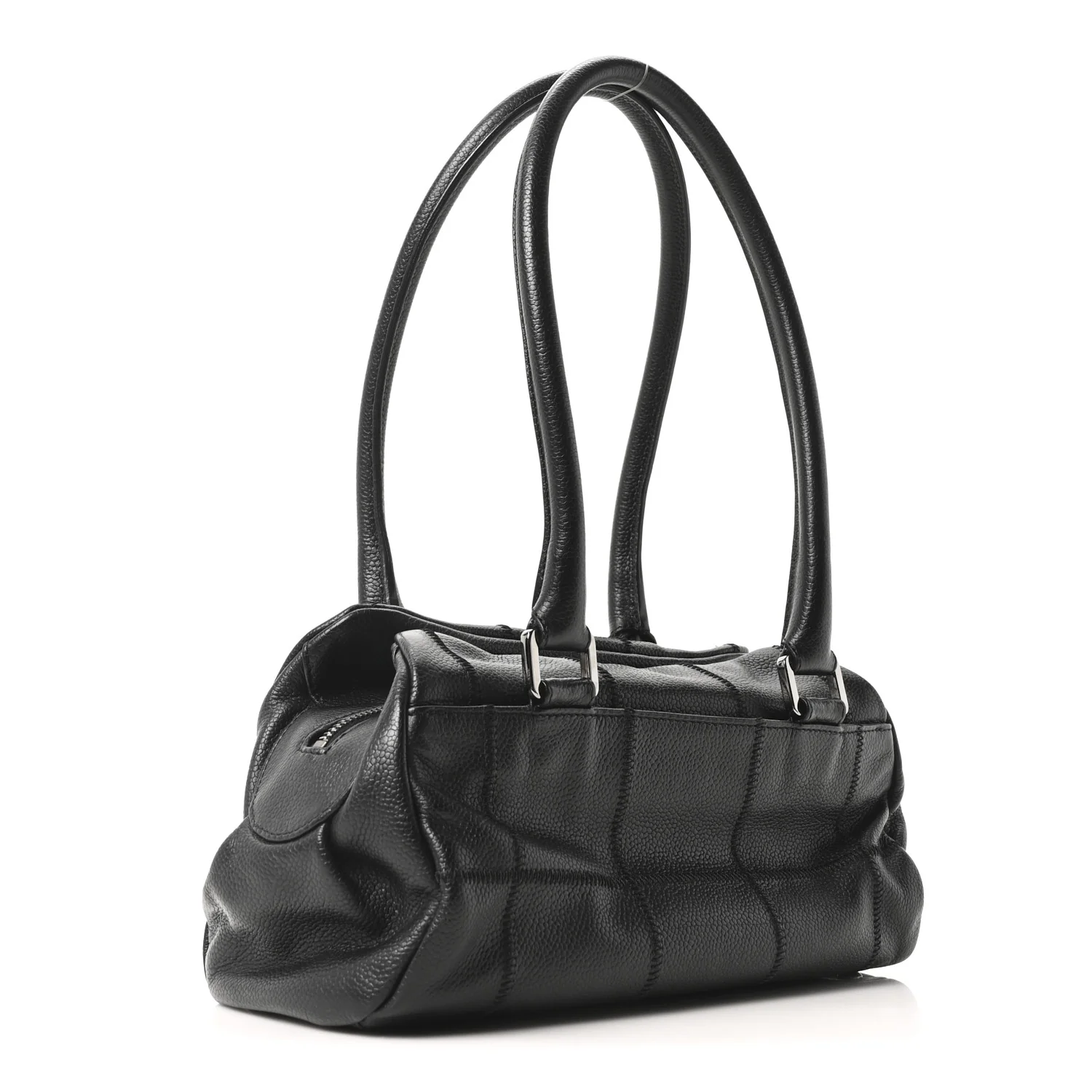 Caviar Square Stitched Tote Black - Image 3
