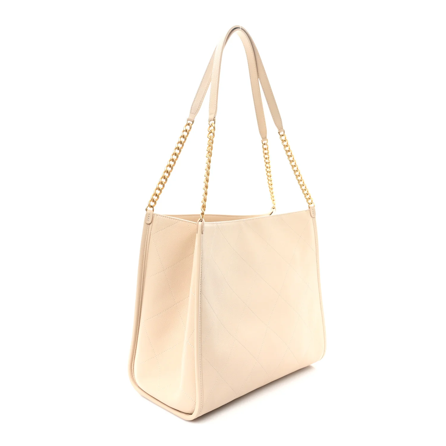 Caviar Stitched Pocket CC Large Tote Light Beige - Image 4