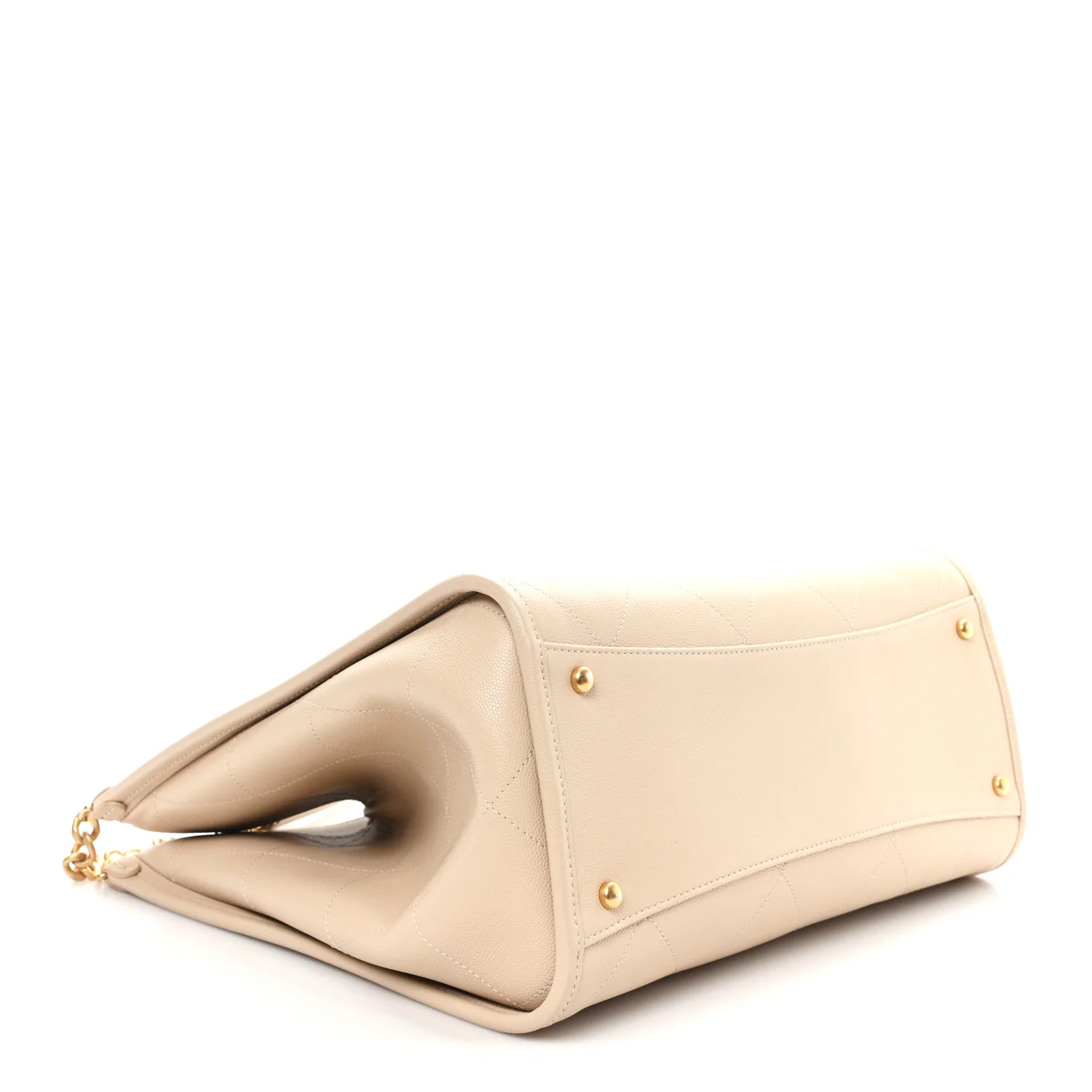 Caviar Stitched Pocket CC Large Tote Light Beige - Image 5