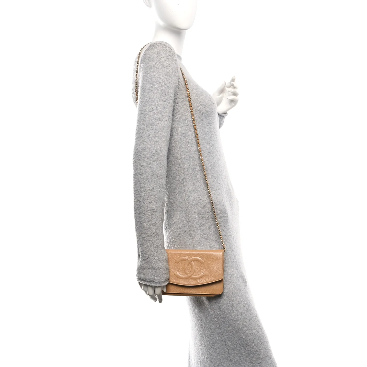 Caviar Timeless CC Wallet on Chain WOC Beige - Image 2