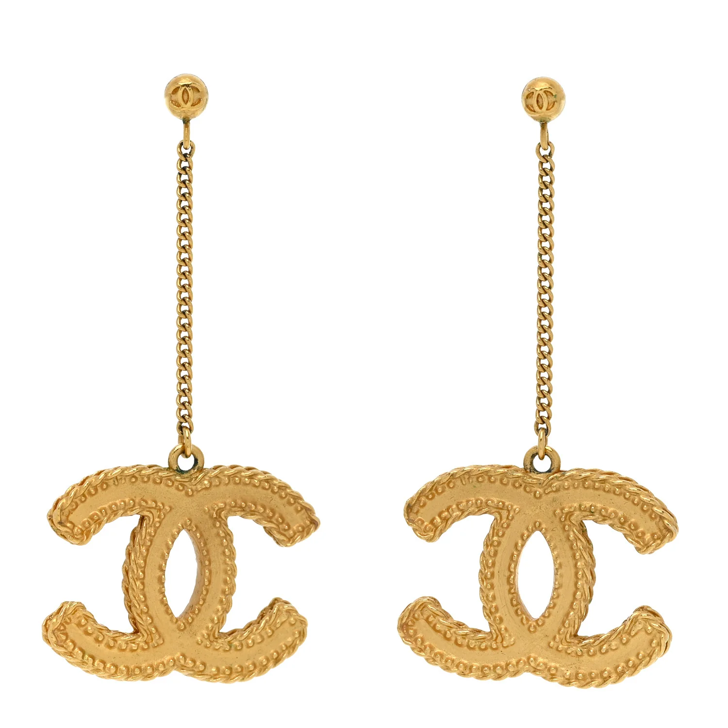 CC Drop Earrings Matte Gold