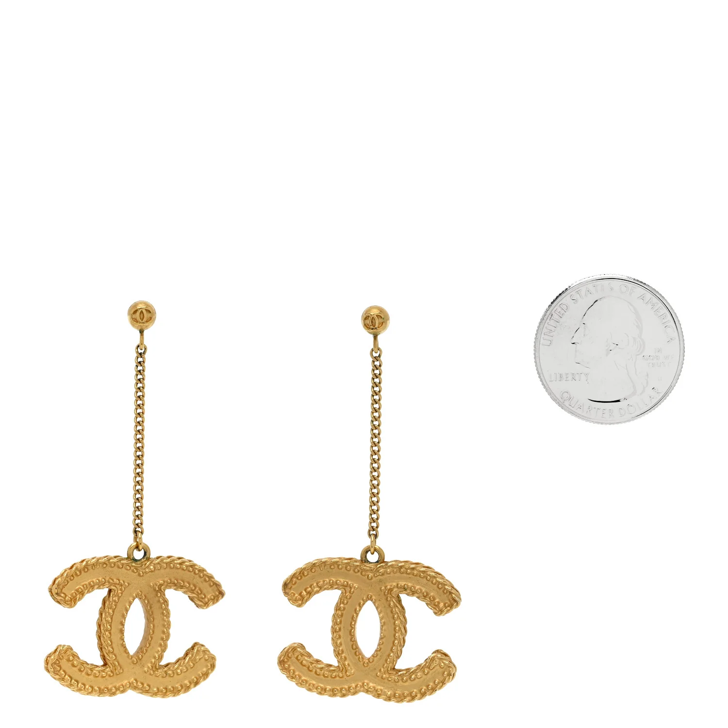 CC Drop Earrings Matte Gold - Image 2