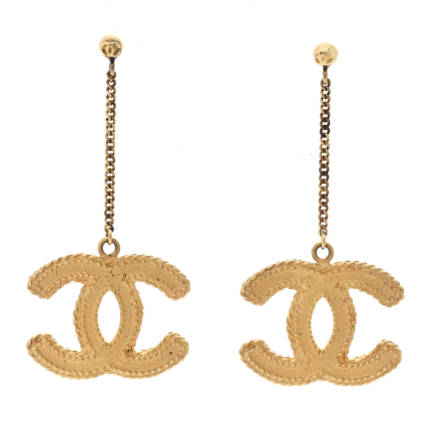 CC Drop Earrings Matte Gold