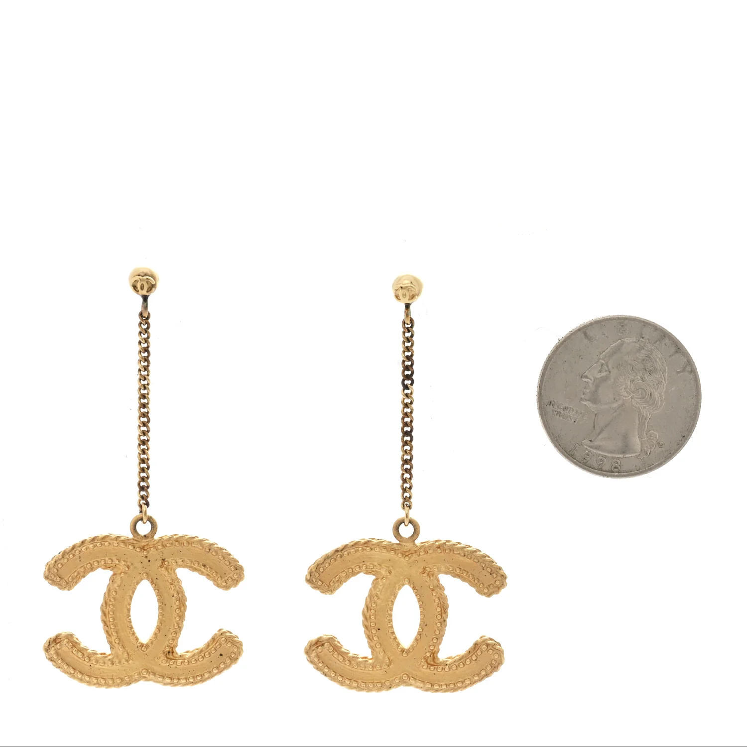 CC Drop Earrings Matte Gold - Image 2