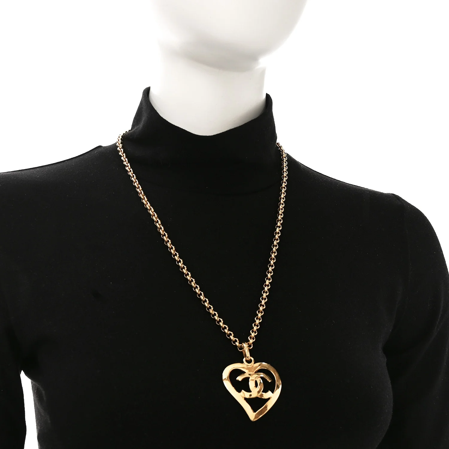 CC Heart Chain Pendant Necklace Gold - Image 2
