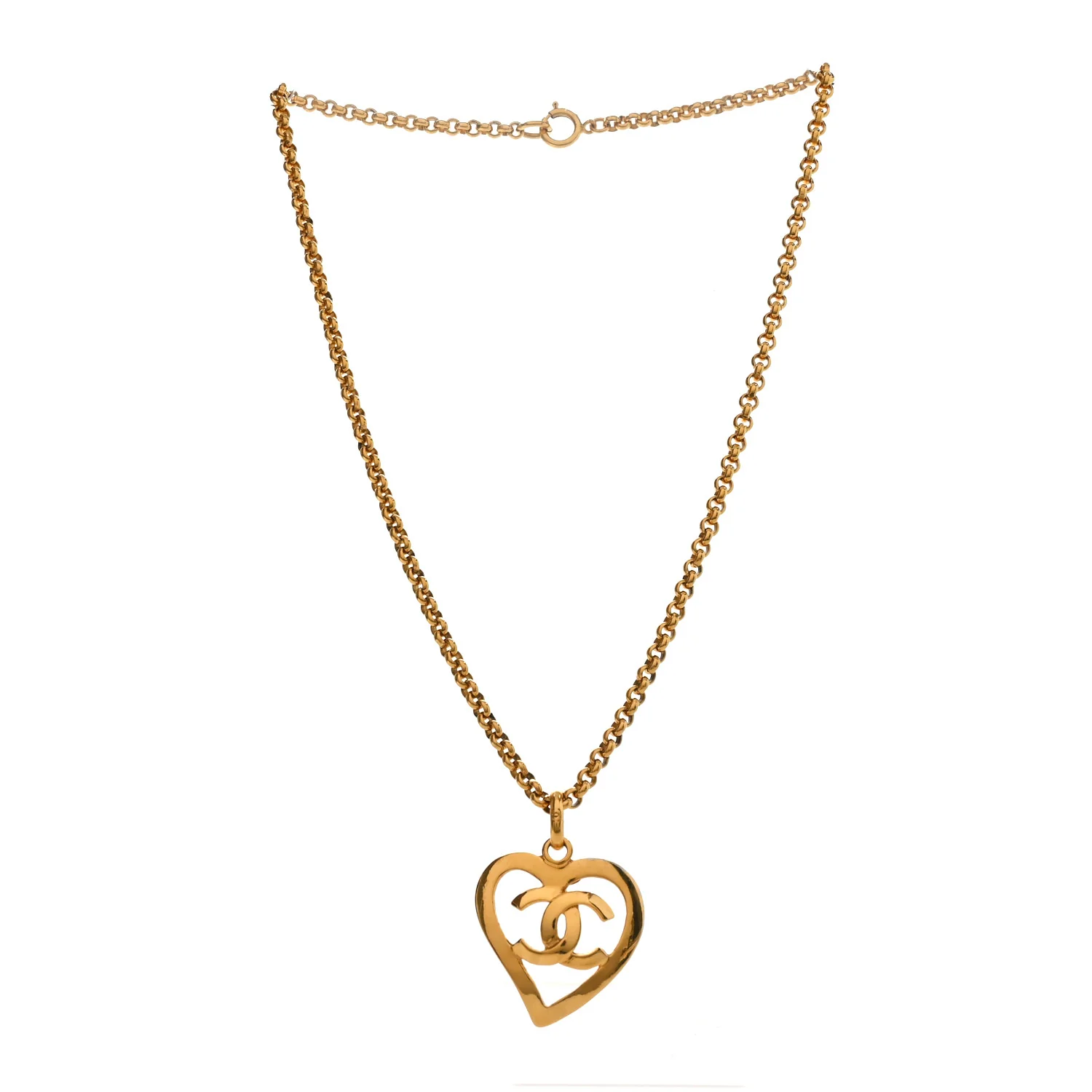CC Heart Chain Pendant Necklace Gold - Image 3