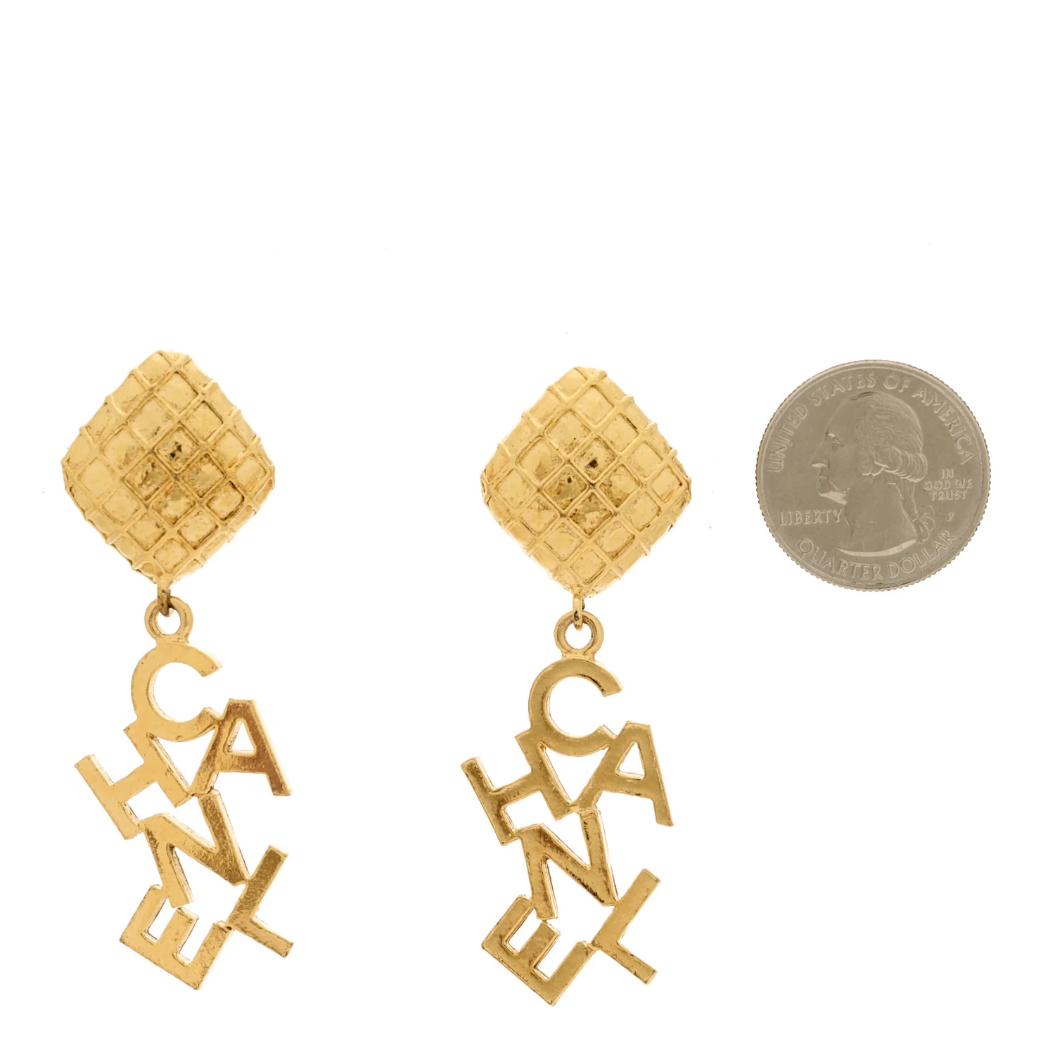 CC Logo Drop Earrings Gold - Image 2
