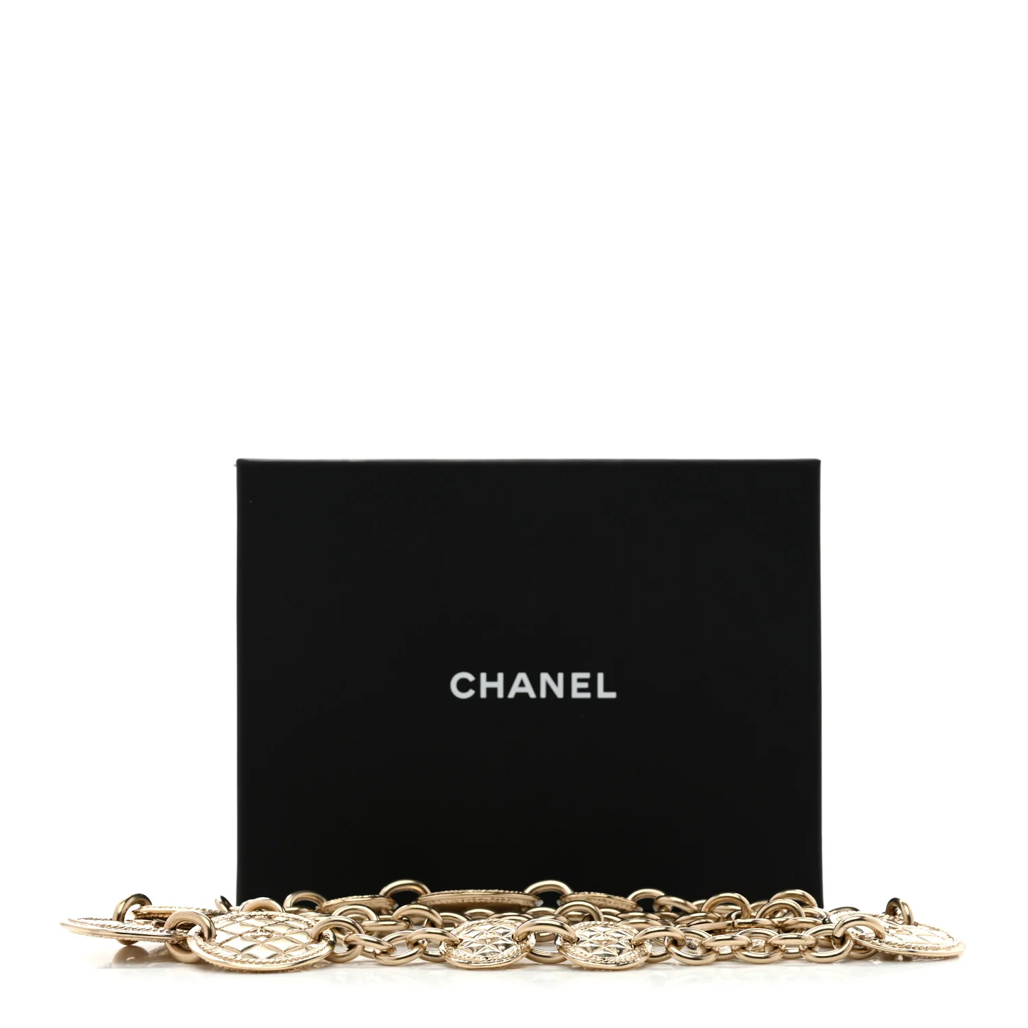 Chain Quilted CC Medallion Belt Gold - Image 5