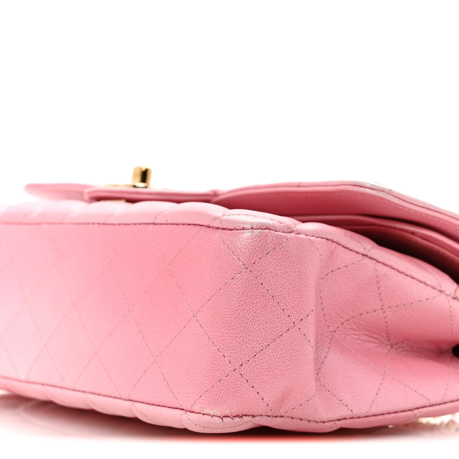 Cloudy Pearly Goatskin Quilted Medium Double Flap Pink - Image 10