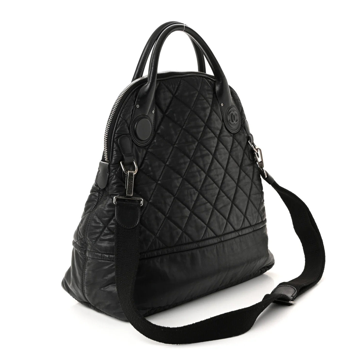 Coated Canvas Quilted Large Garment Travel Bag Black - Image 3