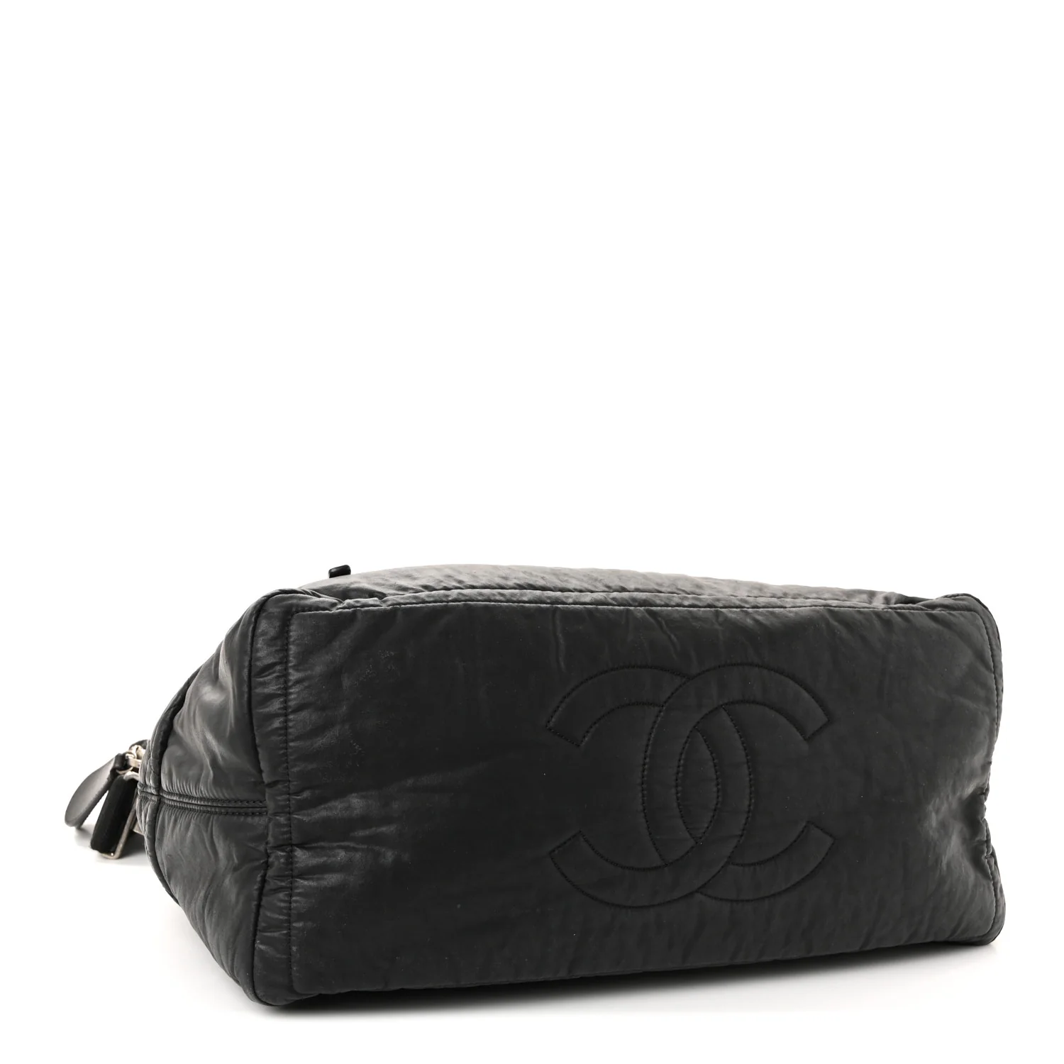 Coated Canvas Quilted Large Garment Travel Bag Black - Image 4