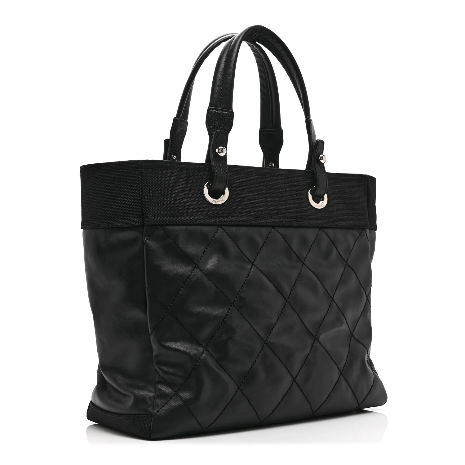 Coated Canvas Quilted Large Paris Biarritz Tote Black - Image 3