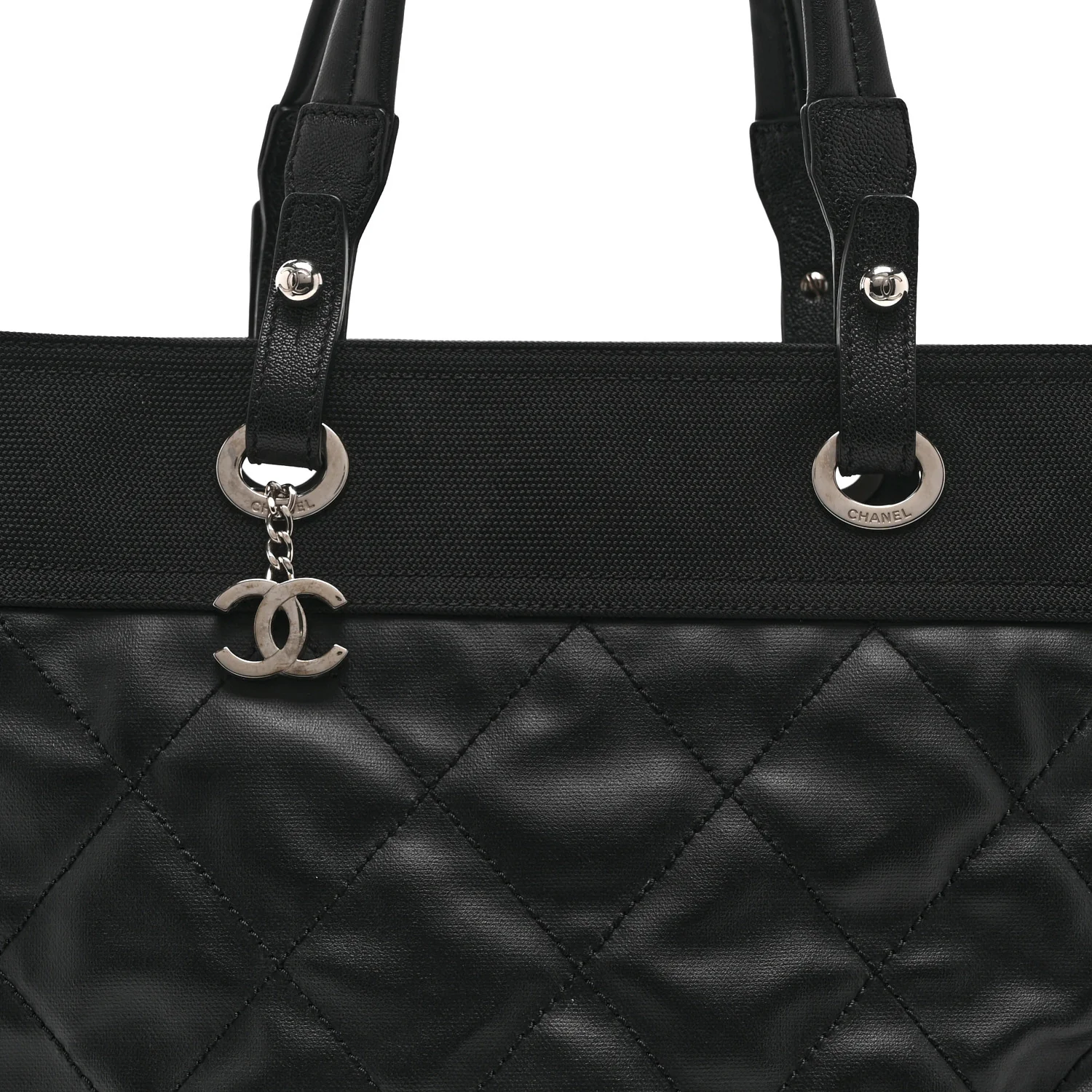 Coated Canvas Quilted Large Paris Biarritz Tote Black - Image 8