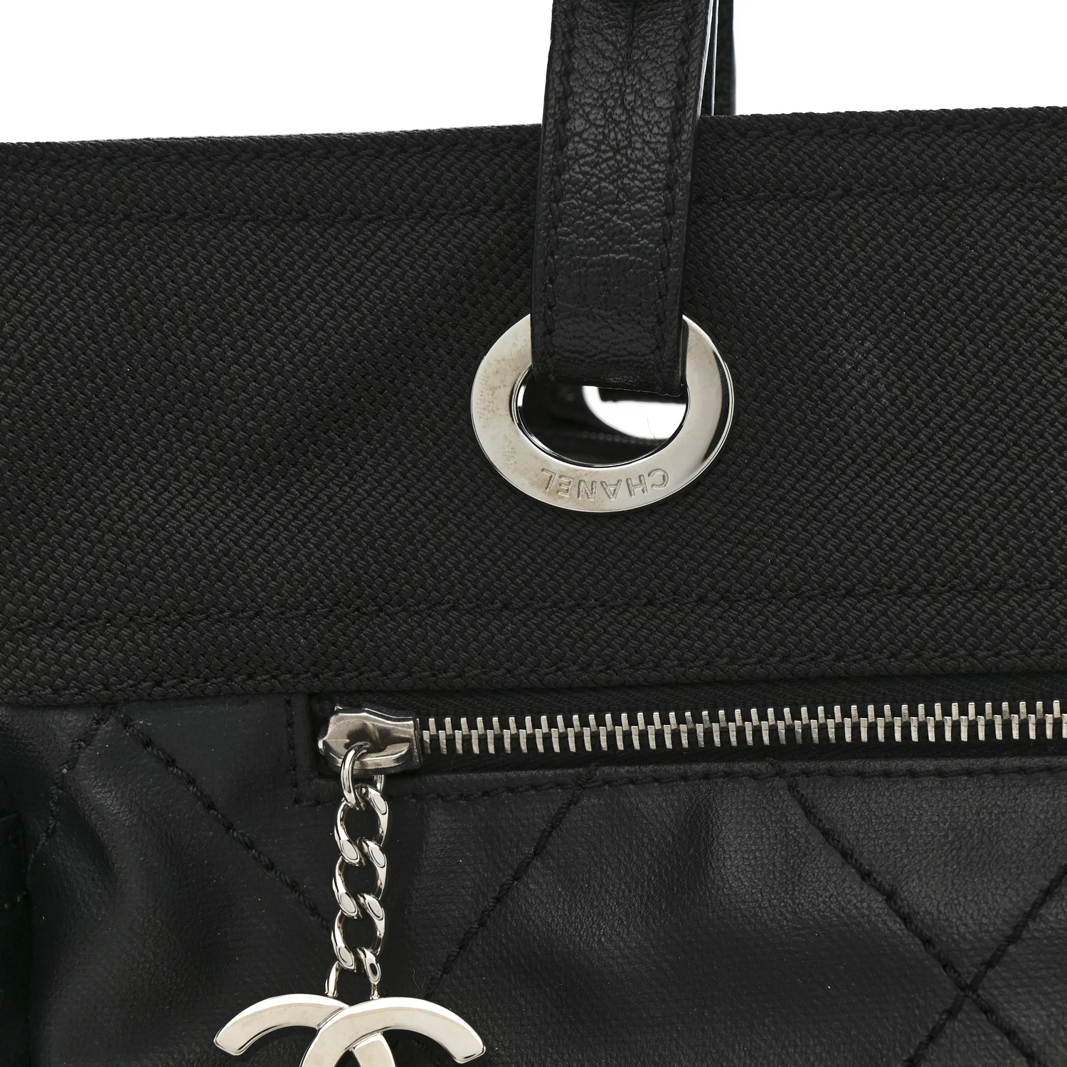 Coated Canvas Quilted Large Paris Biarritz Tote Black - Image 13