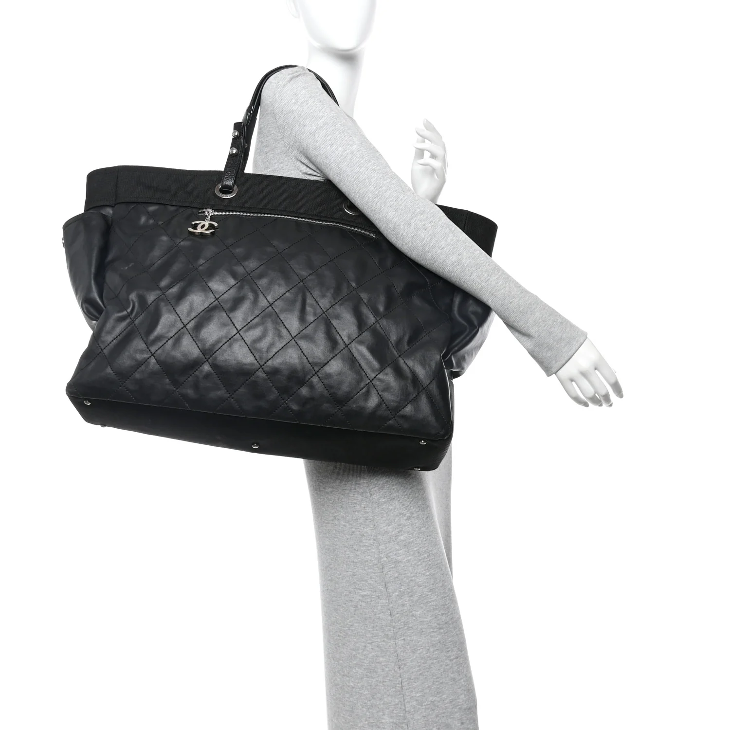 Coated Canvas Stitched XL Paris Biarritz Tote Black - Image 2