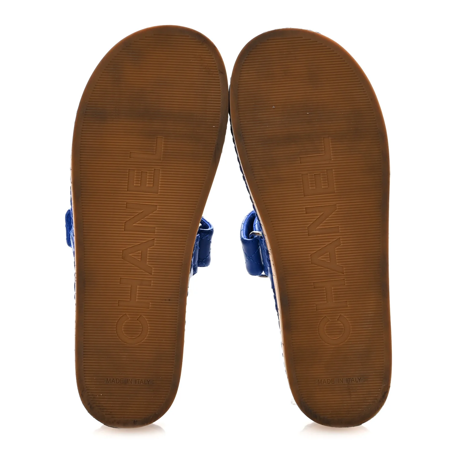 Cord Lambskin Quilted Logo Sandals 38 Blue - Image 11