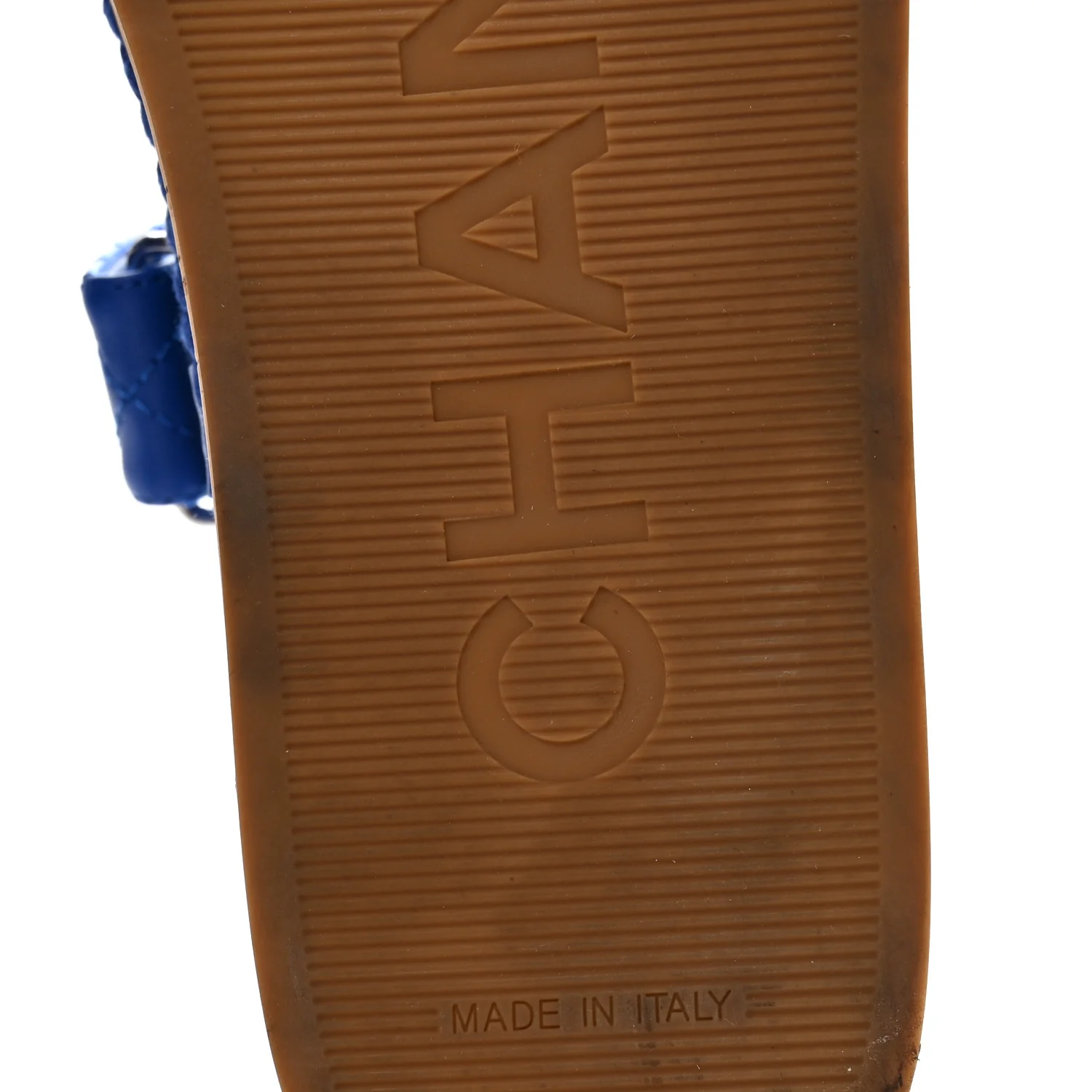 Cord Lambskin Quilted Logo Sandals 38 Blue - Image 14