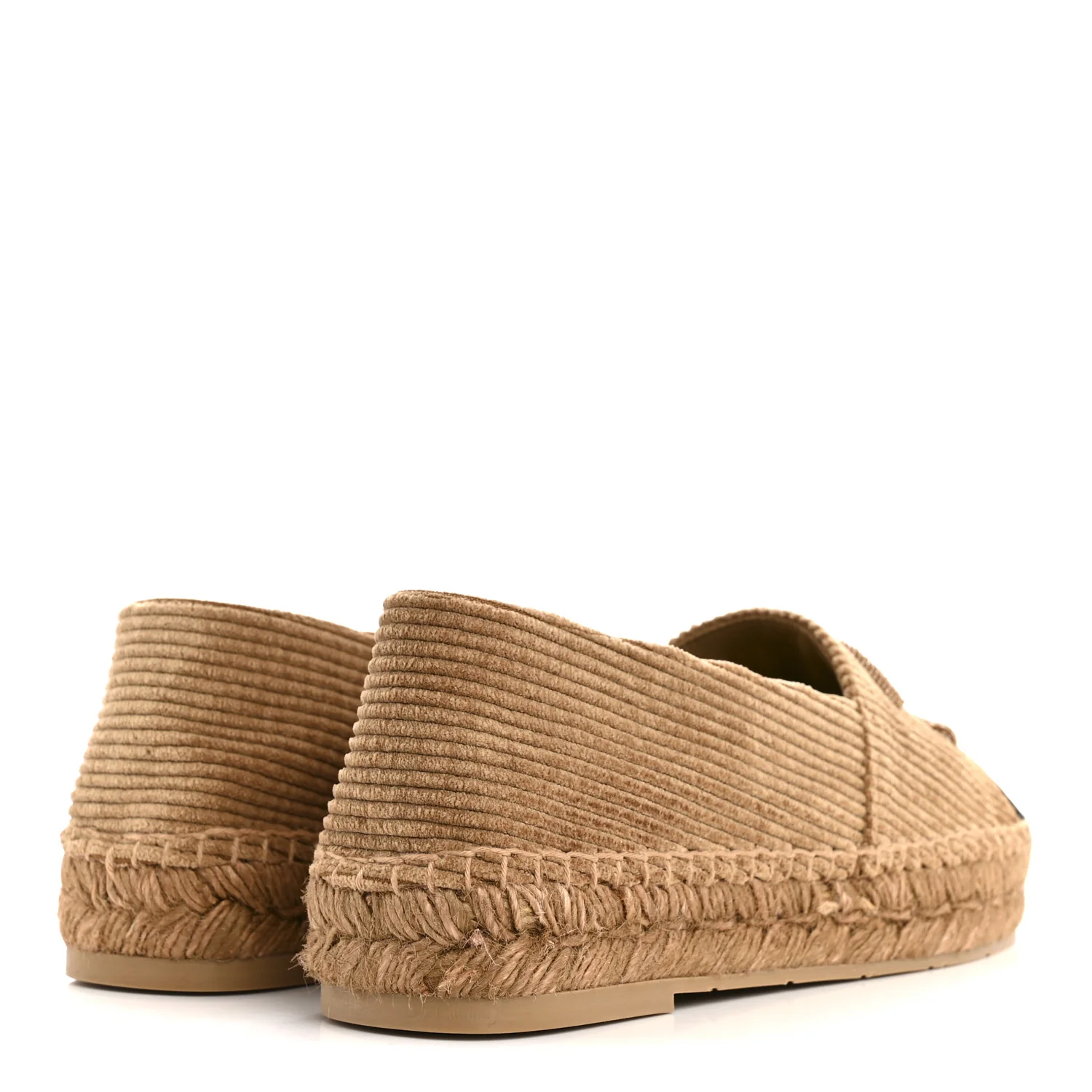 Corduroy Grosgrain Cap Toe CC Espadrille Flats 38 Dark Beige Black - Image 5