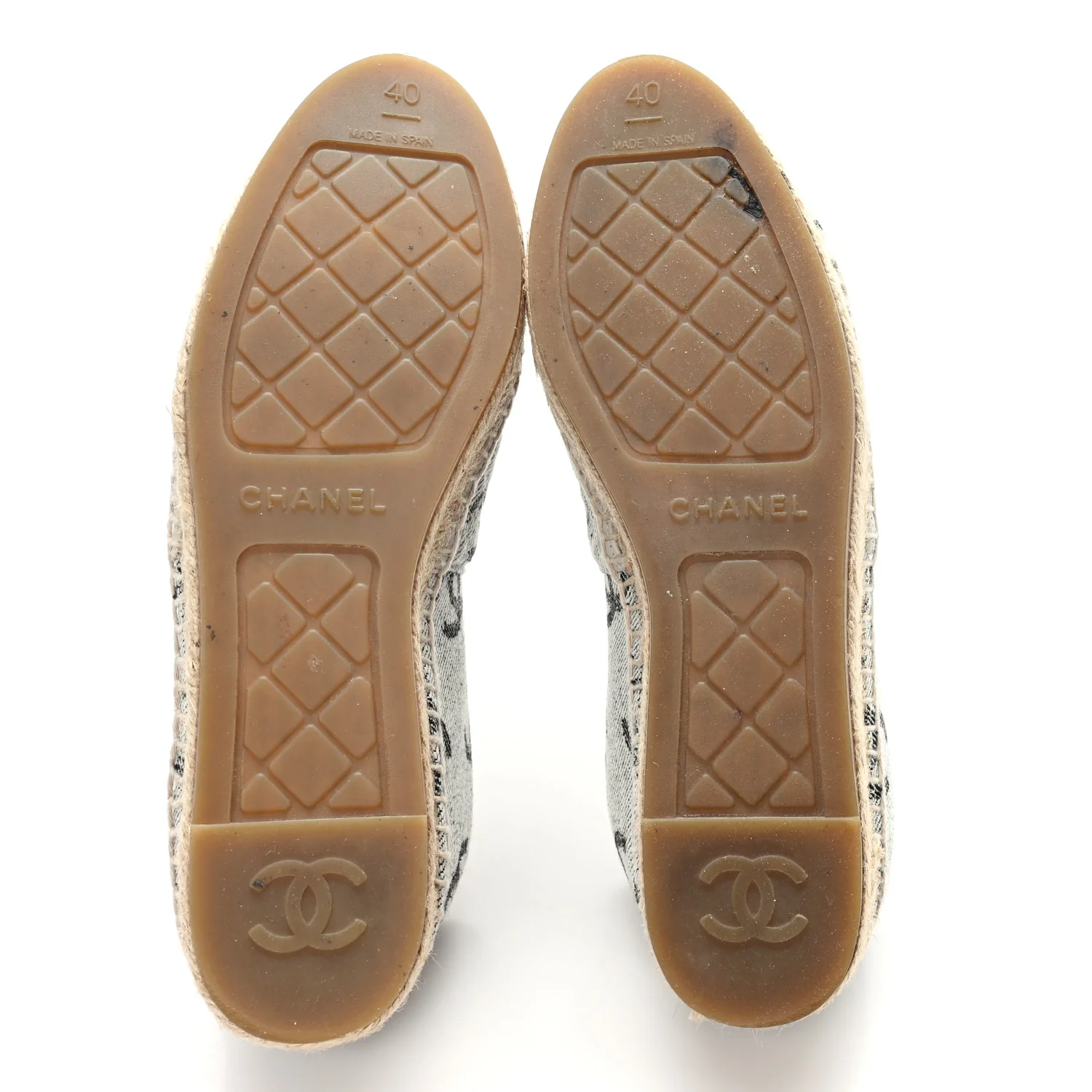 Cotton Jacquard Grosgrain CC Print Espadrilles 40 Grey Black - Image 7