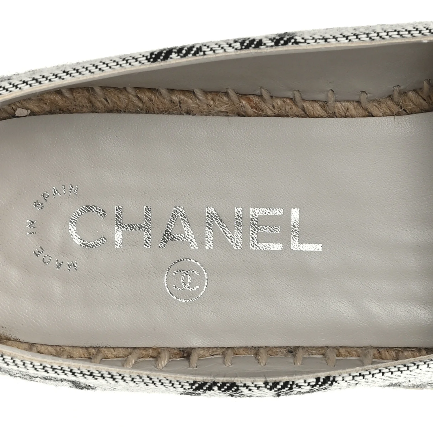 Cotton Jacquard Grosgrain CC Print Espadrilles 40 Grey Black - Image 9